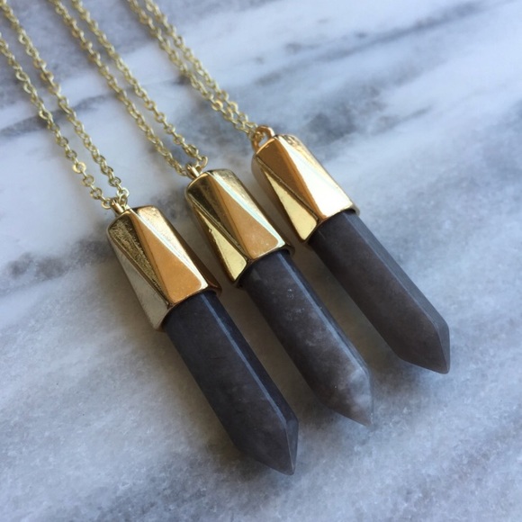 Gray Quartz Bullet Necklace - Picture 3 of 5